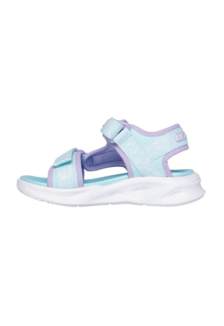 Sandale cu inchidere velcro si LED-uri - Lila/Albastru deschis