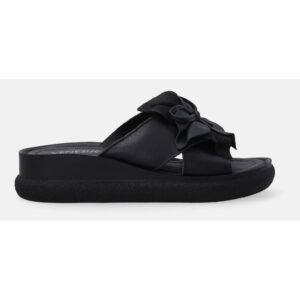 Papuci wedge cu aplicatie florala