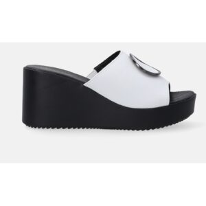 Papuci din piele naturala cu talpa wedge