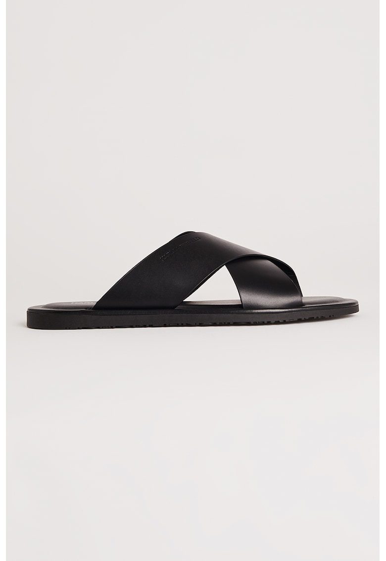 Papuci de piele - Negru