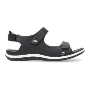 Sandale de piele ecologica cu velcro - Negru