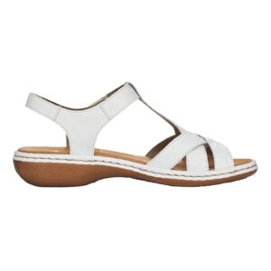 Sandale dama -  piele naturala - inchidere velcro - Alb