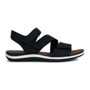 Sandale de piele ecologica cu velcro - Negru