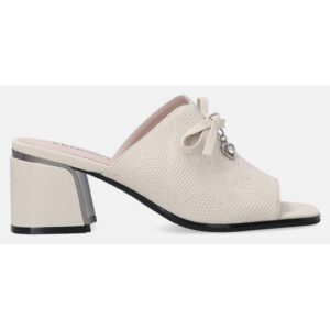 Pantofi din piele cu aspect texturat si toc masiv