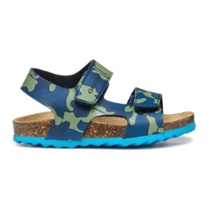 Sandale din piele ecologica cu velcro - Albastru inchis