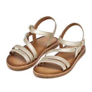 Sandale de piele cu aspect metalizat - Auriu