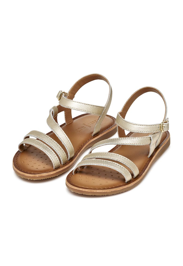 Sandale de piele cu aspect metalizat - Auriu