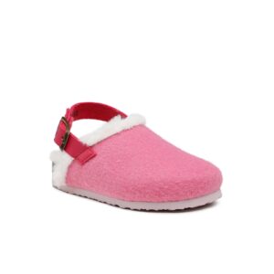 Papuci de casa pentru fete cu catarama -  Textil - Roz