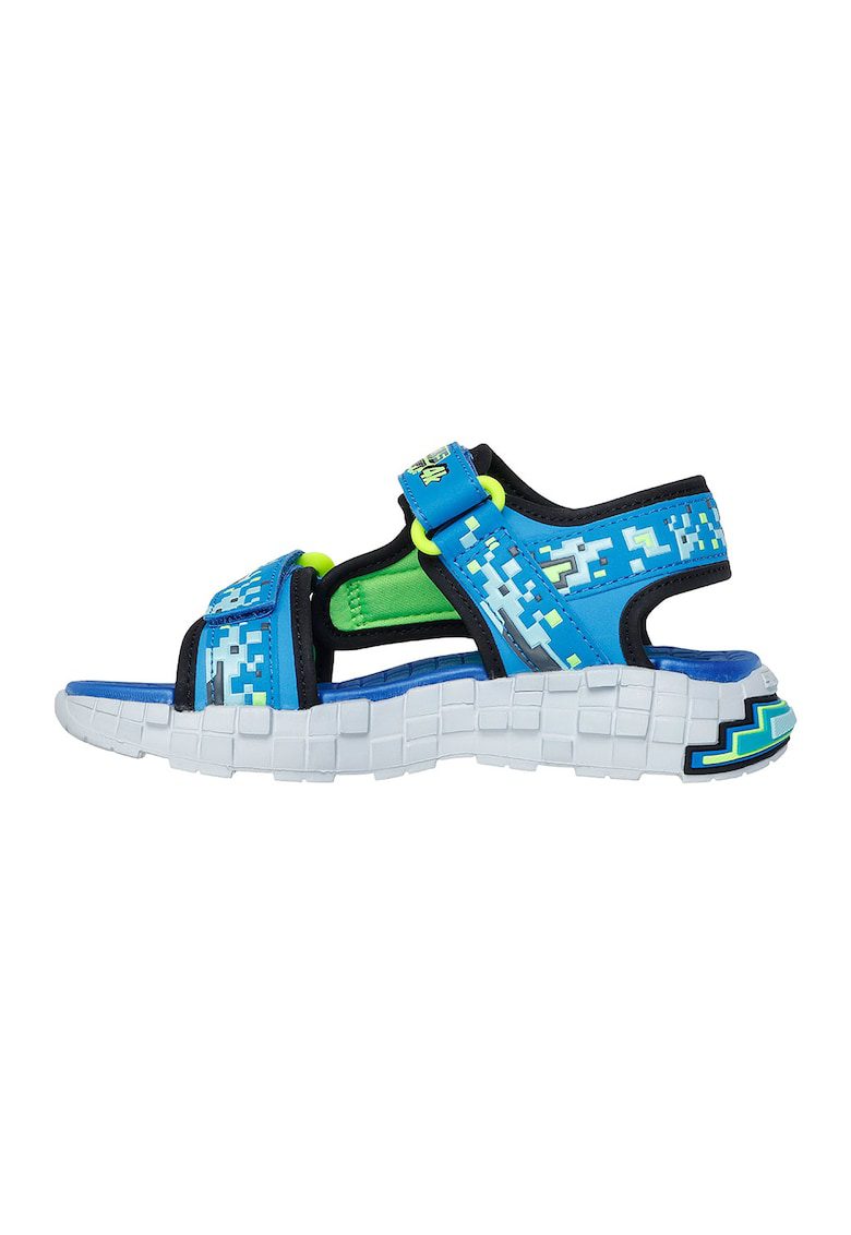 Sandale Mega Craft cu velcro si talpa plata - Albastru deschis