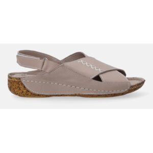 Sandale din piele cu talpa wedge si inchidere velcro