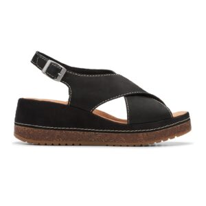 Sandale flatform de piele nabuc Kassandra Step - Negru stins