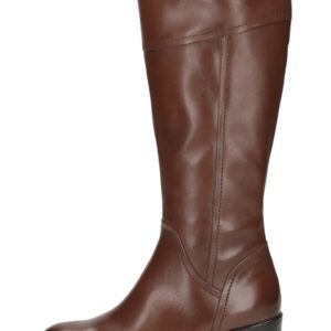 Cizme de piele cu toc masiv - Maro cognac