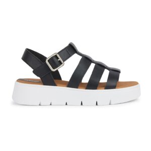 Sandale din piele ecologica cu talpa wedge - Negru