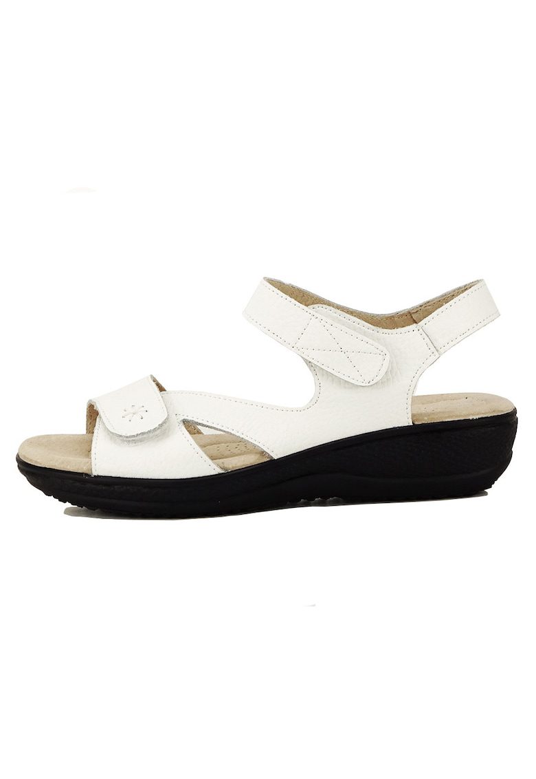 Sandale albe din piele naturala Sara 129 5501 - Alb