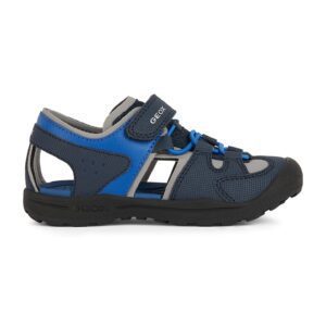 Sandale cu velcro si model colorblock Veniett - Gri deschis/Albastru