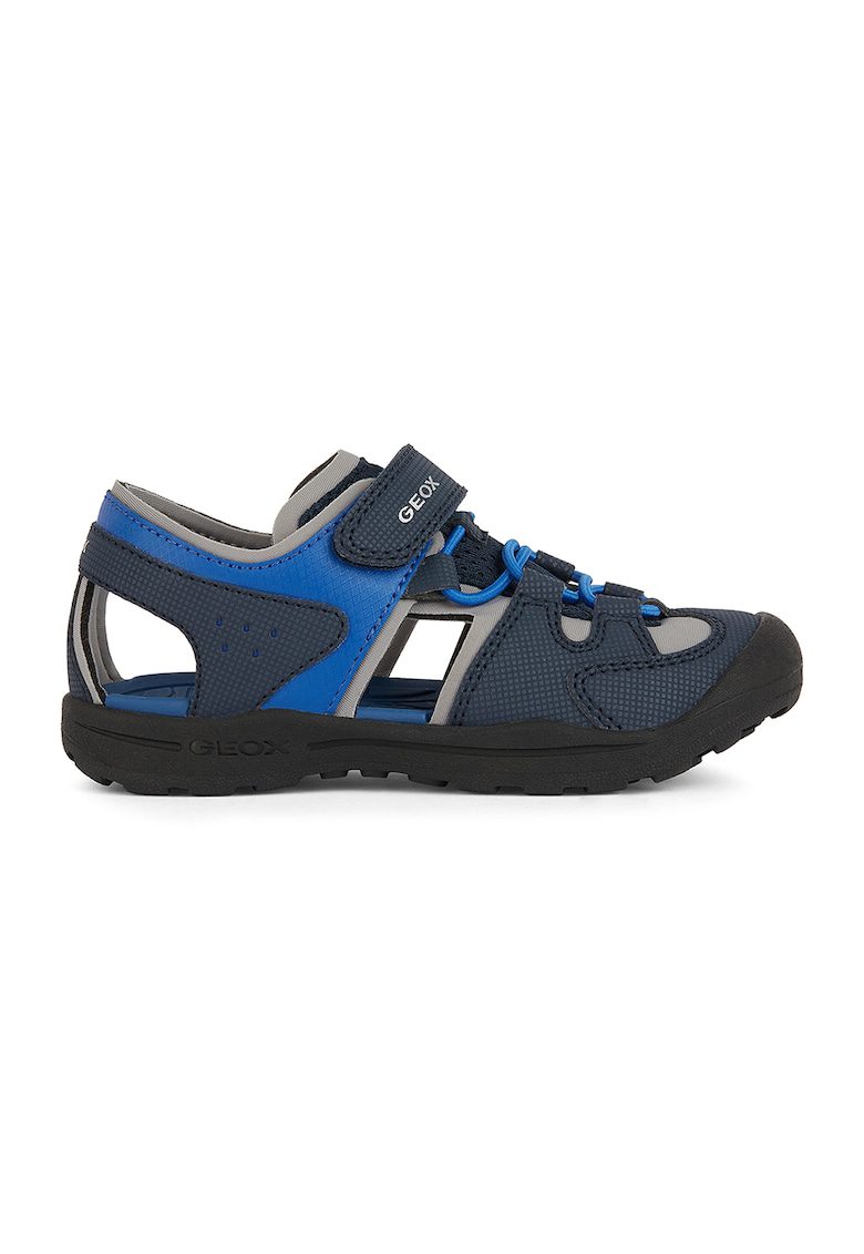 Sandale cu velcro si model colorblock Veniett - Gri deschis/Albastru
