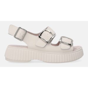 Sandale demi wedge uni din piele