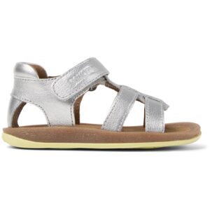 Sandale de piele cu velcro Bicho Bicho - Argintiu