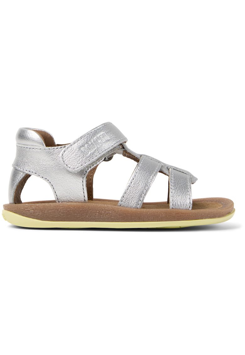 Sandale de piele cu velcro Bicho Bicho - Argintiu
