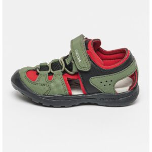 Sandale cu velcro si model colorblock Veniett - Negru/Rosu inchis/Verde feriga