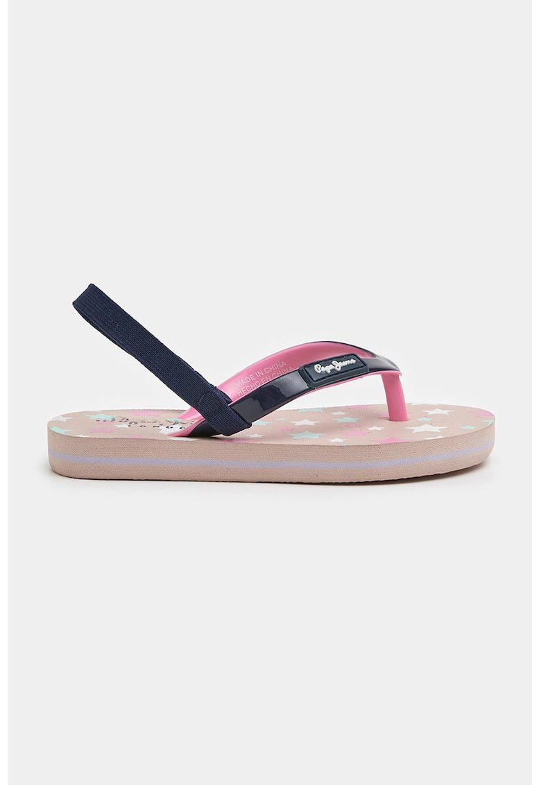 Sandale slingback cu bareta separatoare - Roz/Bleumarin