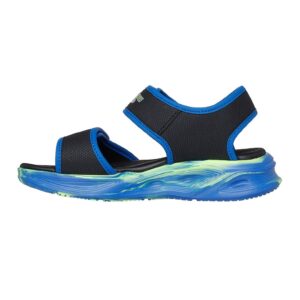 Sandale cu velcro si imprimeu logo - Verde lime/Bleumarin