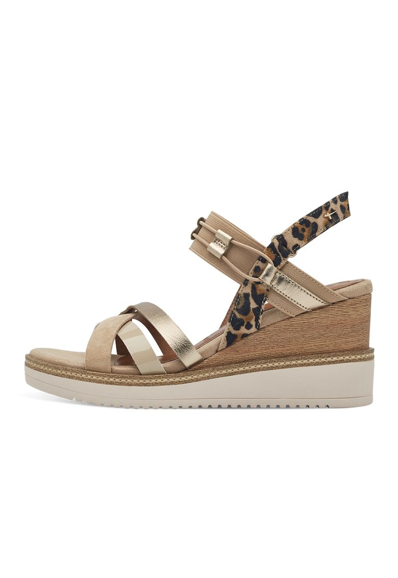 Sandale wedge de piele - Bej