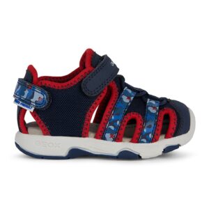 Sandale fisherman cu velcro - Rosu/Bleumarin