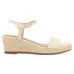Sandale-espadrile wedge de piele - Alb murdar