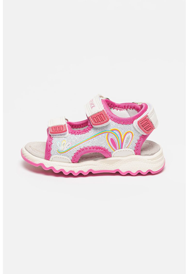 Sandale cu velcro Toby - Alb/Fucsia