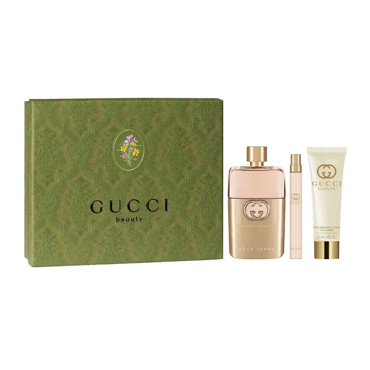 Set Cadou Gucci Guilty, Femei, Apa de parfum 90 ml + Lotiune de corp, 50 ml + Apa de Parfum 10 ml