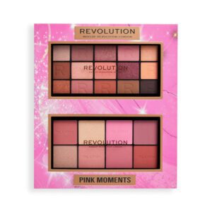 Set paleta fard pentru ochi si fata Makeup Revolution Reloaded Pink Moments, 16 g