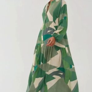 Rochie maxi, HiCCUP, viscoza, verde