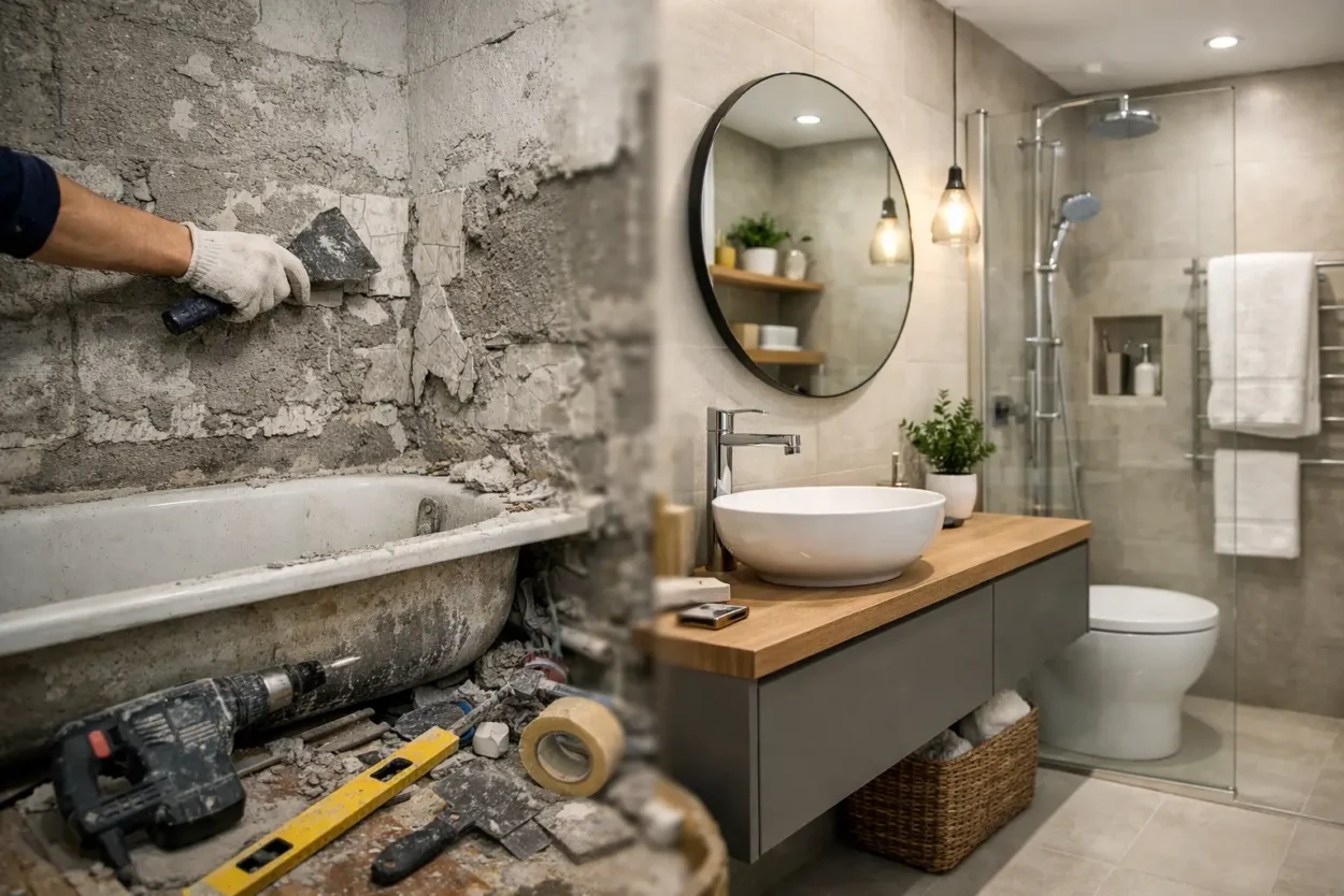 Renovare baie mică în 10 pași care chiar ajută