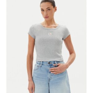 Tricou dama -  gri - bumbac/elastan -