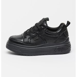Pantofi sport low-cut din piele ecologica cu talpa flatform Vectra - Negru