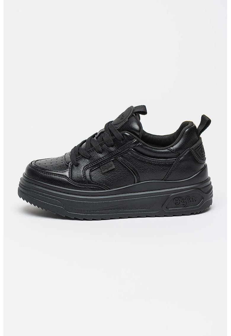 Pantofi sport low-cut din piele ecologica cu talpa flatform Vectra - Negru