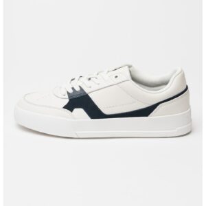 Pantofi sport din piele si piele intoarsa Court - Negru stins/Alb murdar