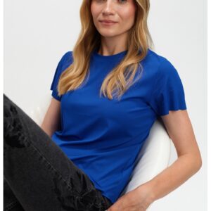 Tricou uni cu decolteu la baza gatului - Albastru royal