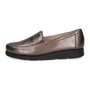 Pantofi loafer de piele cu talpa wedge si aspect texturat