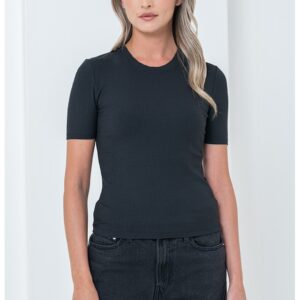 Tricou elastic din amestec de modal - Negru
