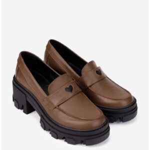 Pantofi dama maro din piele naturala cu ornament
