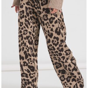 Pantaloni de satin cu croiala ampla - Maro inchis/Bej