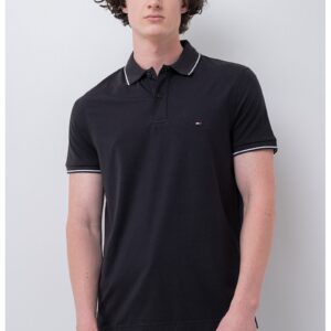 Tricou polo regular fit din amestec de lyocell - Negru
