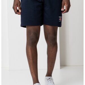 Pantalomi scurti cu snur in talie si logo - Bleumarin