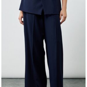 Pantaloni palazzo cu buzunare oblice - Bleumarin