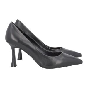 Pantofi uni de piele cu toc - Negru