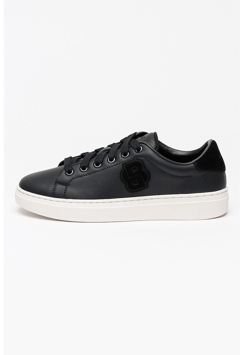 Pantofi sport de piele cu aplicatie monograma Kieran - Negru
