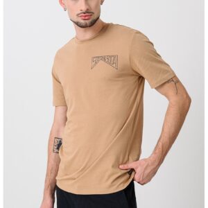Tricou de bumbac organic cu logo pe piept - Caramel