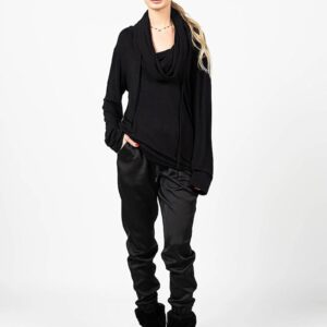 Pulover unisex cu guler drapat -